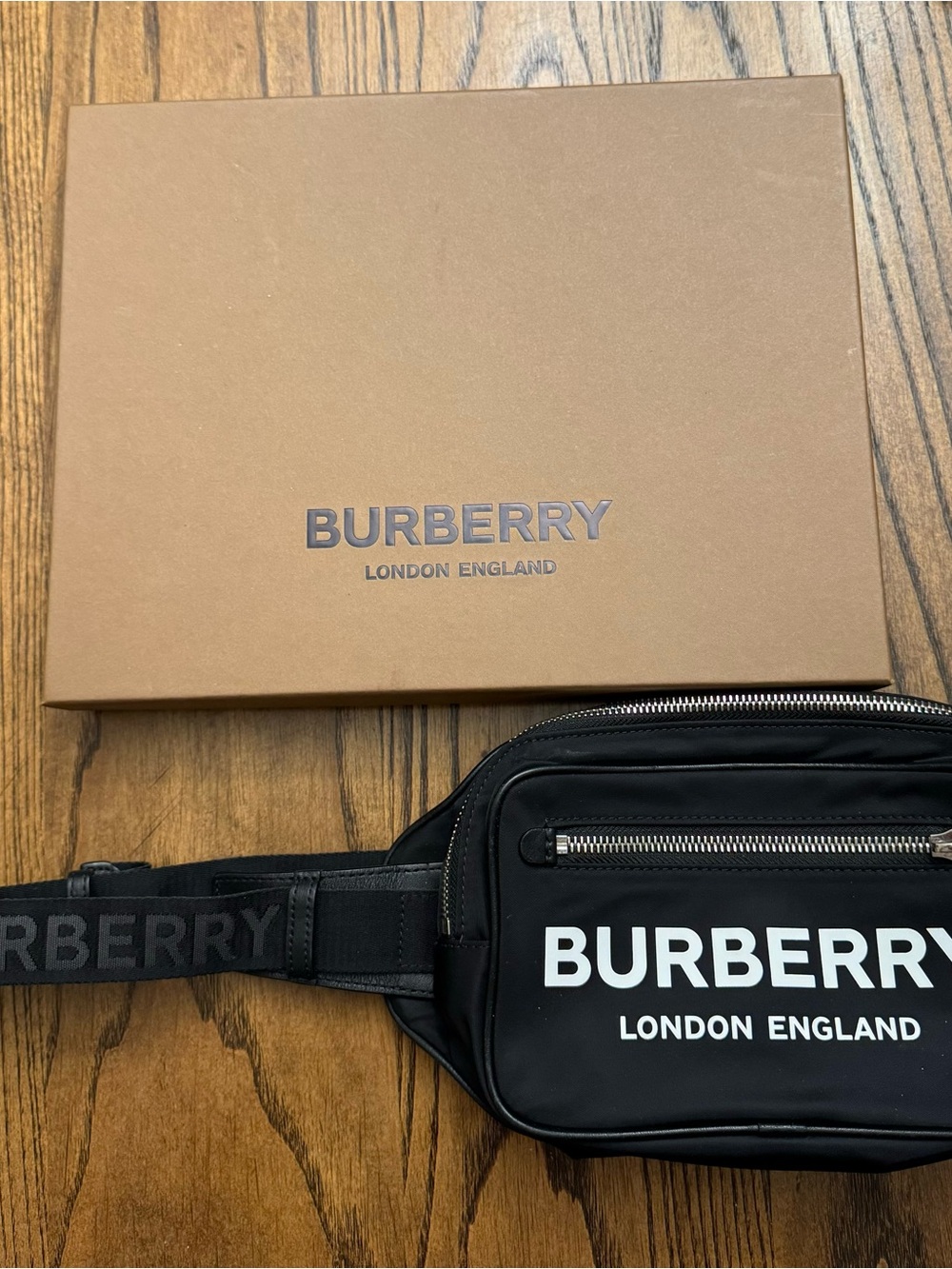 Burberry Black Belt Bag with White Logo - Picture 1 of 2
